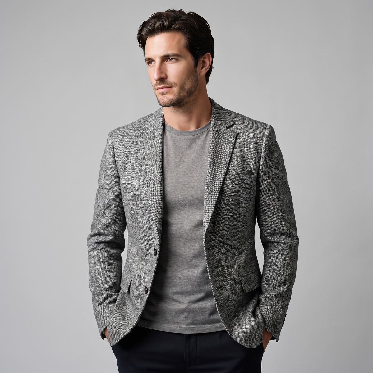 Herren Slim-Fit Winter-Blazer-Jacke