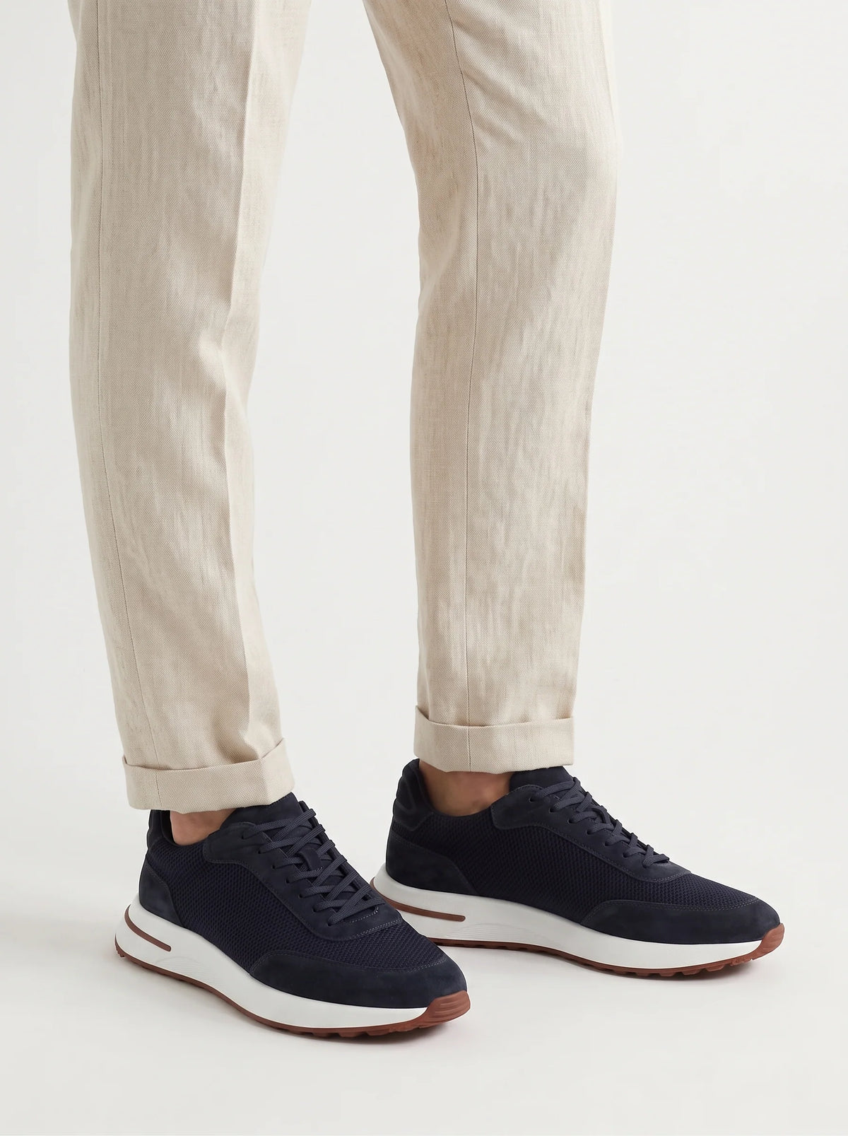 Herren Sneaker mit Flacher Plateausohle und Patchwork-Design