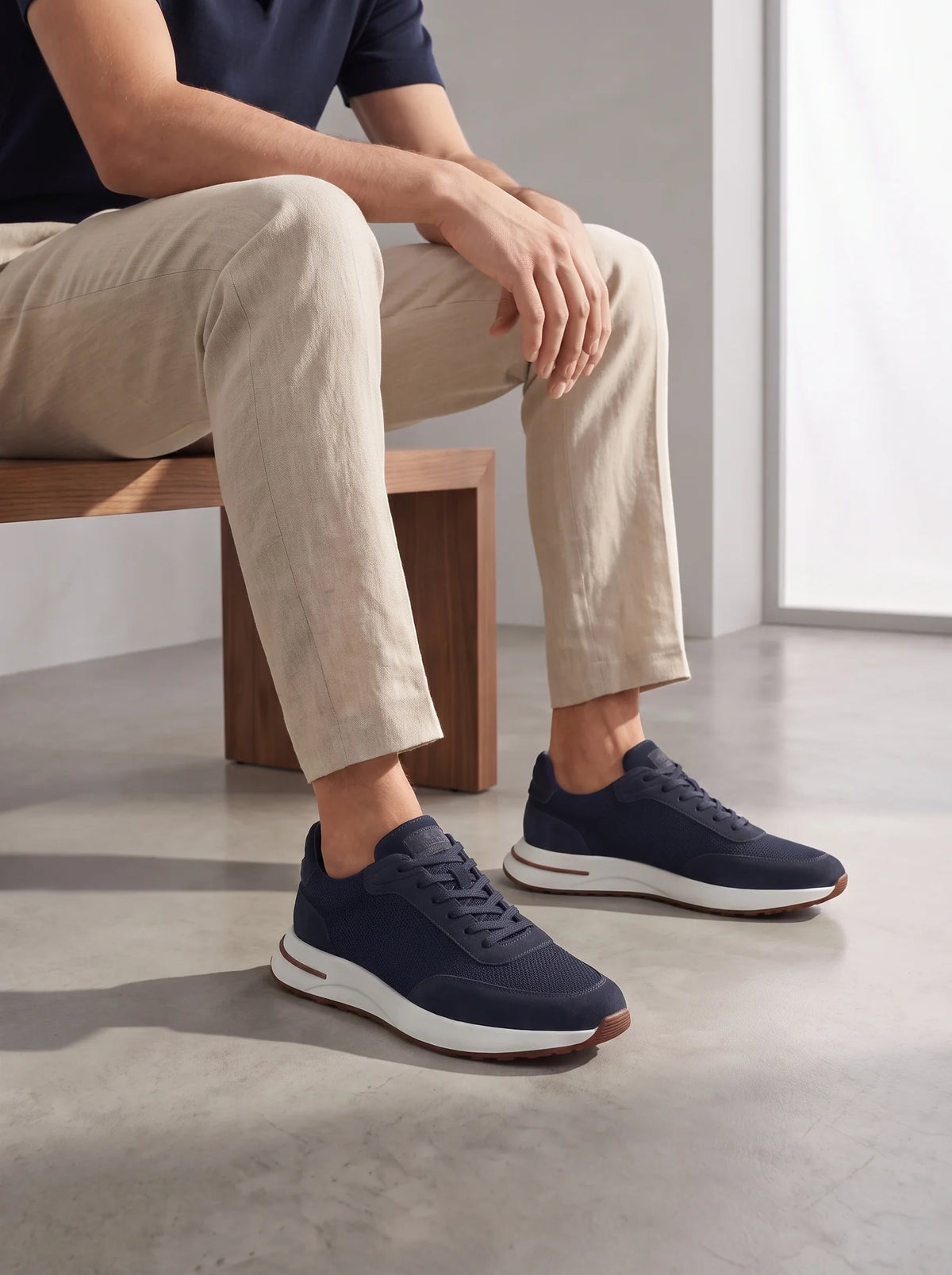 Herren Sneaker mit Flacher Plateausohle und Patchwork-Design