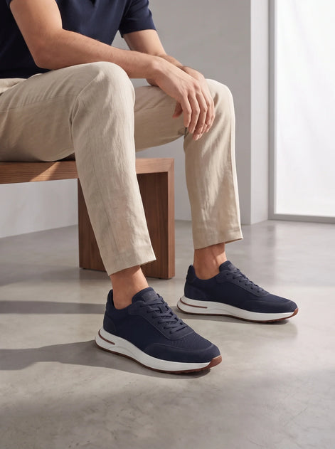 Herren Sneaker mit Flacher Plateausohle und Patchwork-Design
