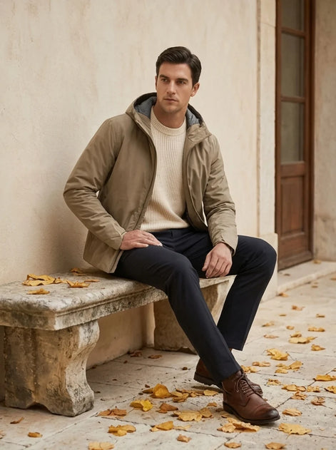 Herren Softshelljacke mit Kapuze windabweisend atmungsaktiv