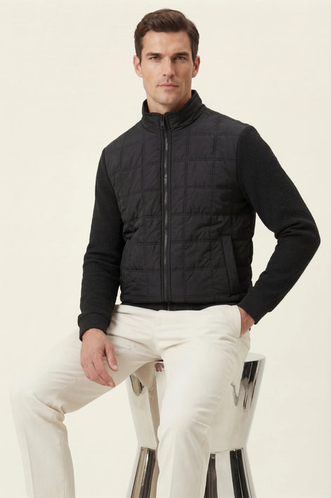 Herren Stepp-Hybridjacke mit Strickärmeln für Alltag und Freizeit