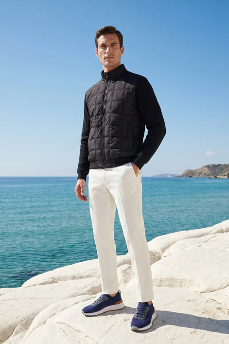 Herren Stepp-Hybridjacke mit Strickärmeln für Alltag und Freizeit
