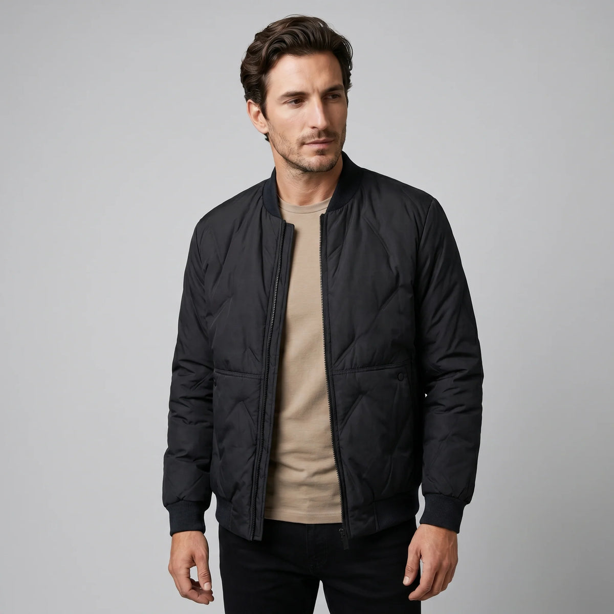 Herren Steppbomberjacke Mittellang