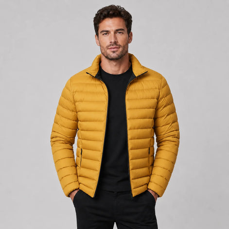 Herren Steppjacke Leicht Wattiert mit Stehkragen