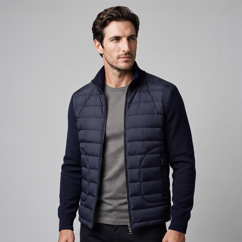 Herren Steppjacke im Hybrid-Stil mit Stehkragen