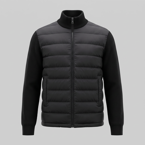 Herren Steppjacke im Hybrid-Stil mit Stehkragen