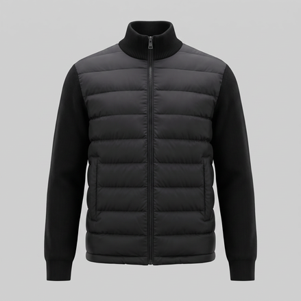 Herren Steppjacke im Hybrid-Stil mit Stehkragen