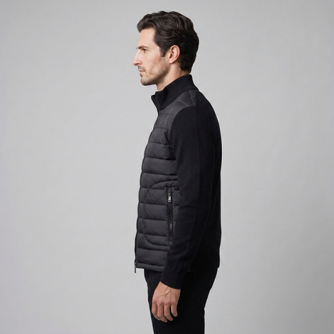 Herren Steppjacke im Hybrid-Stil mit Stehkragen