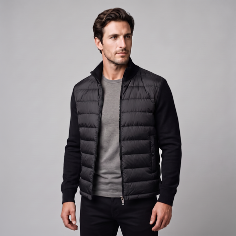 Herren Steppjacke im Hybrid-Stil mit Stehkragen