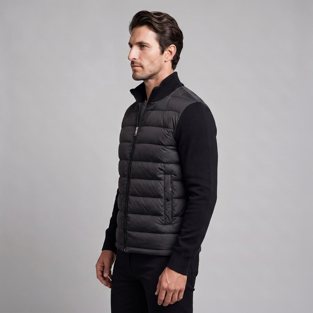 Herren Steppjacke im Hybrid-Stil mit Stehkragen