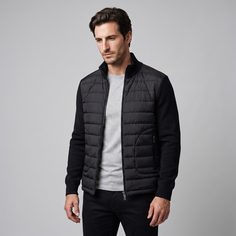 Herren Steppjacke im Hybrid-Stil mit Stehkragen