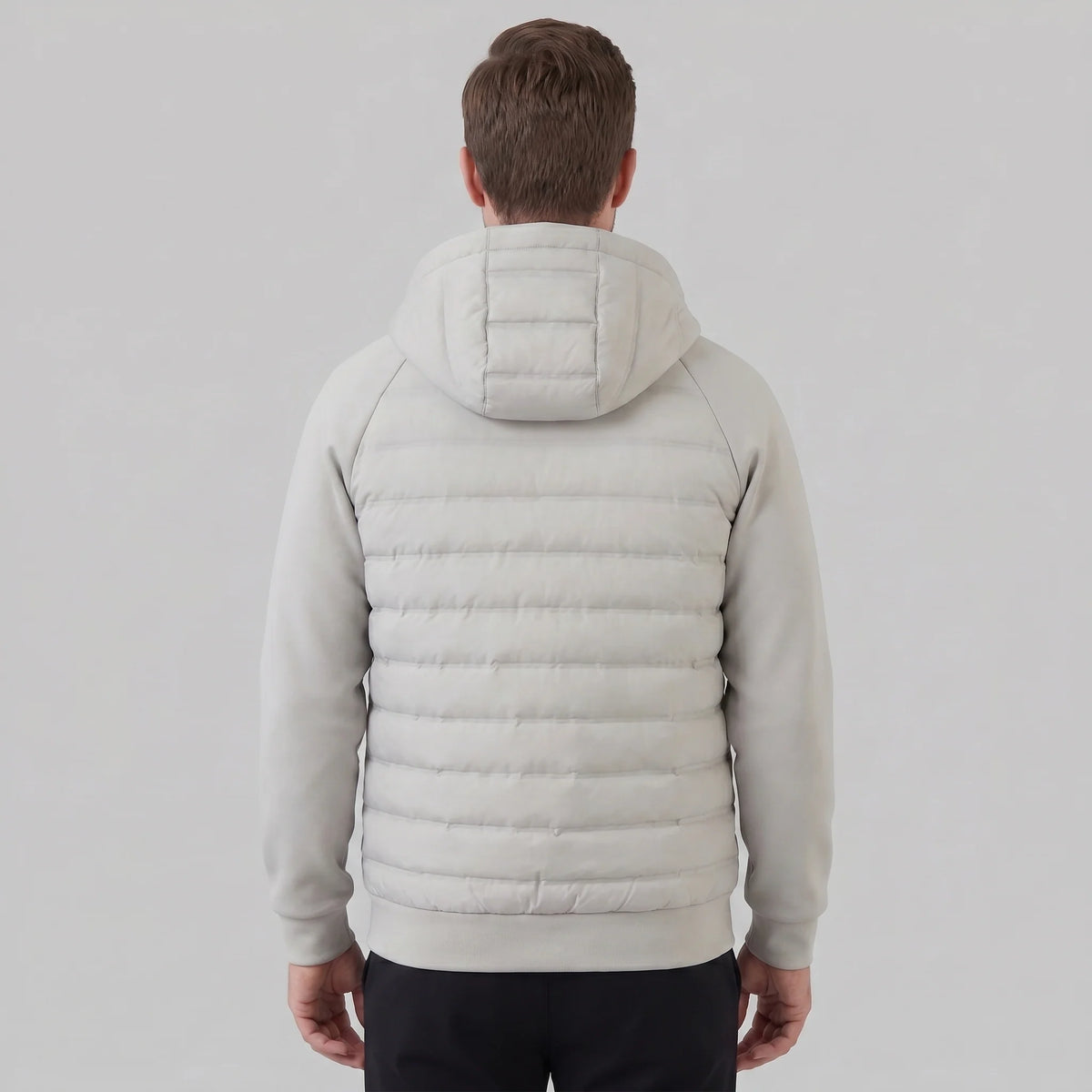 Herren Steppjacke mit Kapuze und Hybriddesign