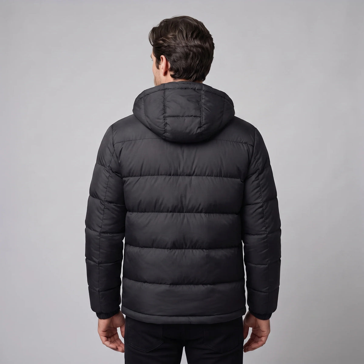 Herren Steppjacke mit Kapuze und Reißverschluss