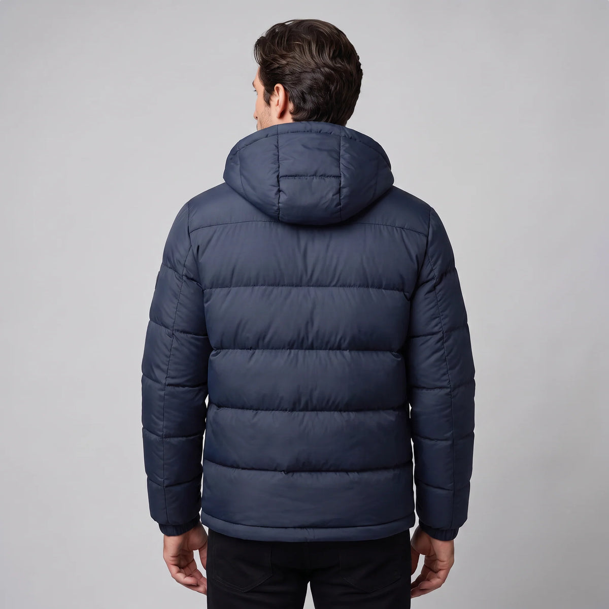 Herren Steppjacke mit Kapuze und Reißverschluss