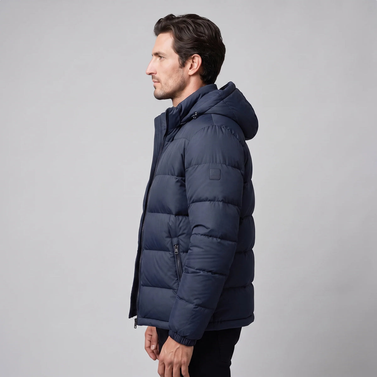 Herren Steppjacke mit Kapuze und Reißverschluss