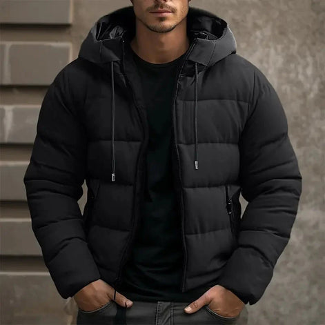 Herren Steppjacke mit Kapuze und Seitentaschen