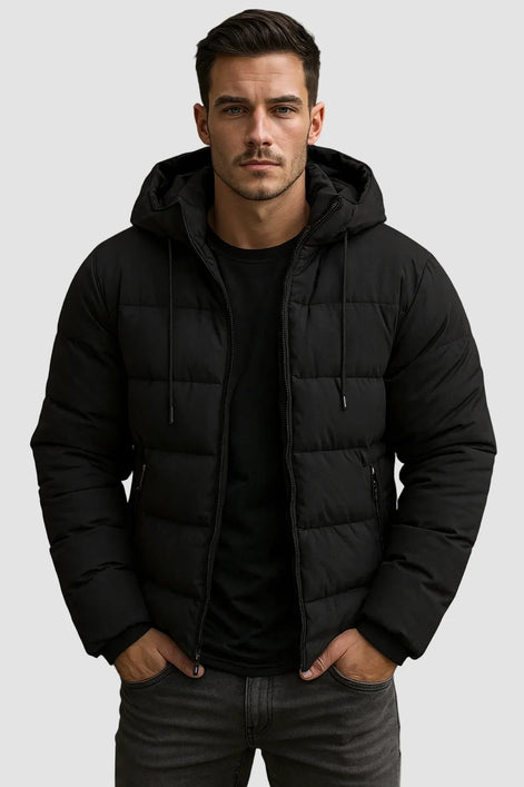 Herren Steppjacke mit Kapuze und Seitentaschen