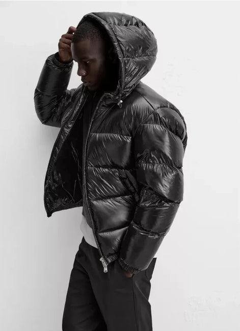 Herren Steppjacke mit Sherpa-Futter und Kapuze für kalte Tage