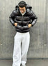Herren Steppjacke mit Sherpa-Futter und Kapuze für kalte Tage