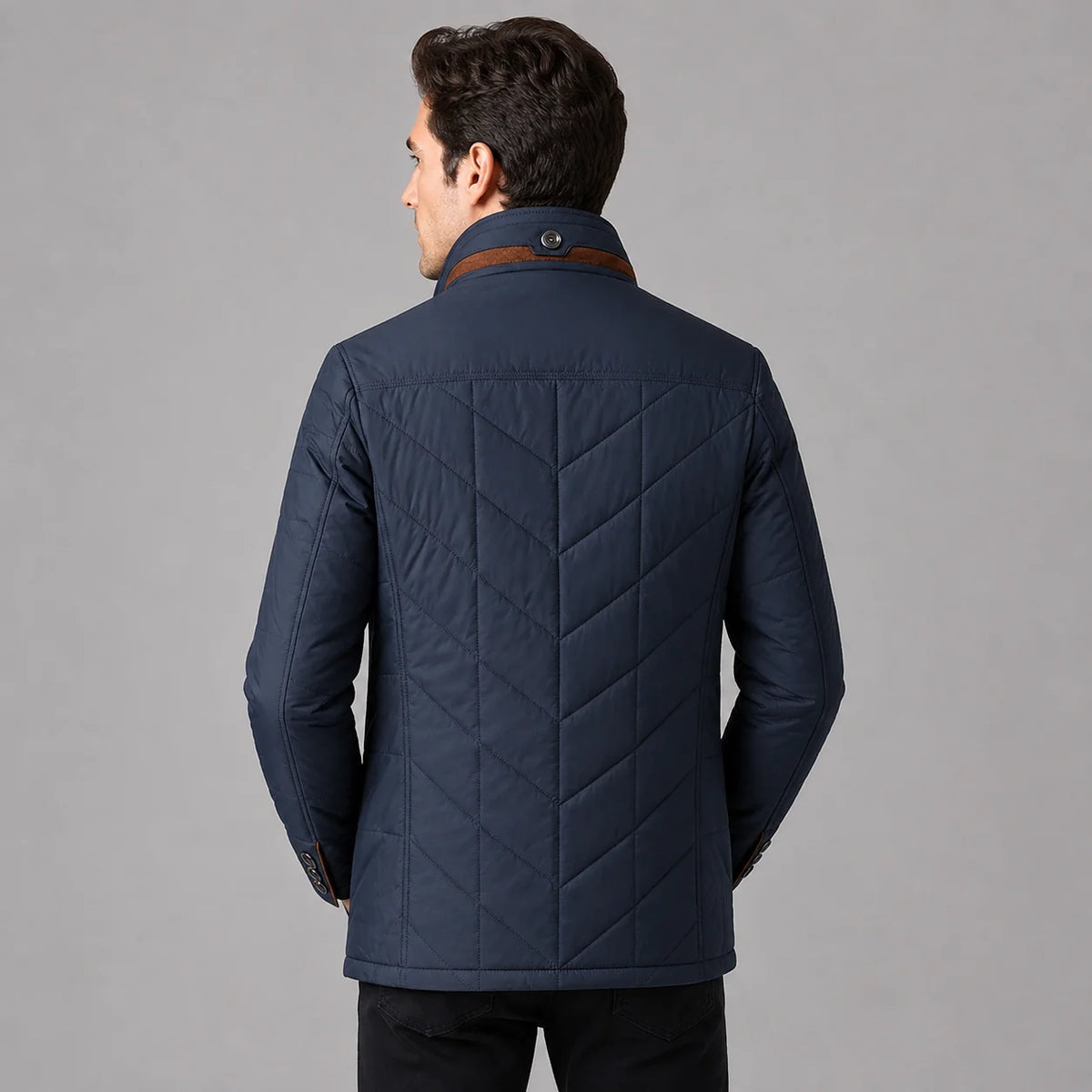 Herren Steppjacke mit Stehkragen und Reißverschluss