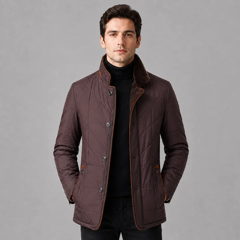 Herren Steppjacke mit Stehkragen und Reißverschluss