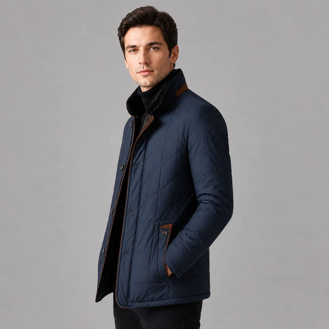 Herren Steppjacke mit Stehkragen und Reißverschluss
