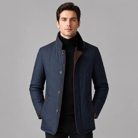 Herren Steppjacke mit Stehkragen und Reißverschluss