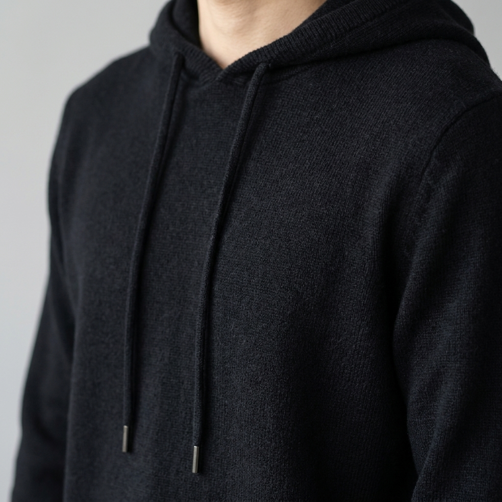 Herren Strick-Hoodie aus Wolle mit Kordelzug