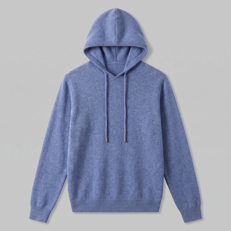 Herren Strick-Hoodie aus Wolle mit Kordelzug