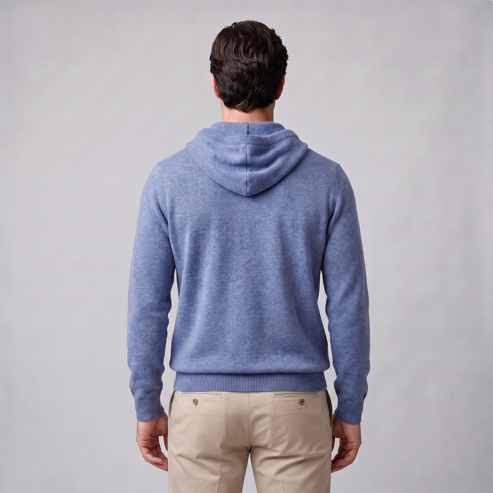 Herren Strick-Hoodie aus Wolle mit Kordelzug