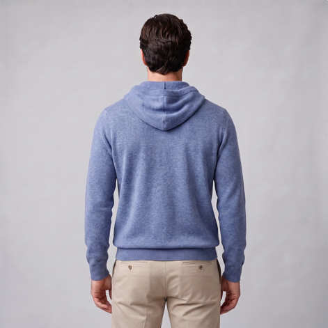 Herren Strick-Hoodie aus Wolle mit Kordelzug