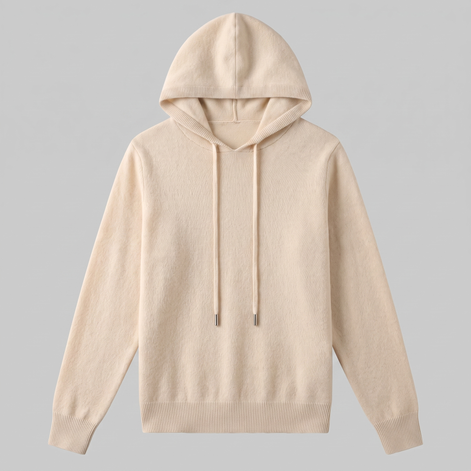 Herren Strick-Hoodie aus Wolle mit Kordelzug