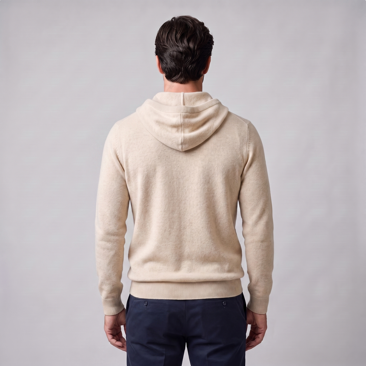 Herren Strick-Hoodie aus Wolle mit Kordelzug