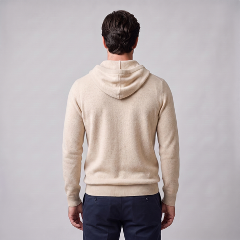 Herren Strick-Hoodie aus Wolle mit Kordelzug