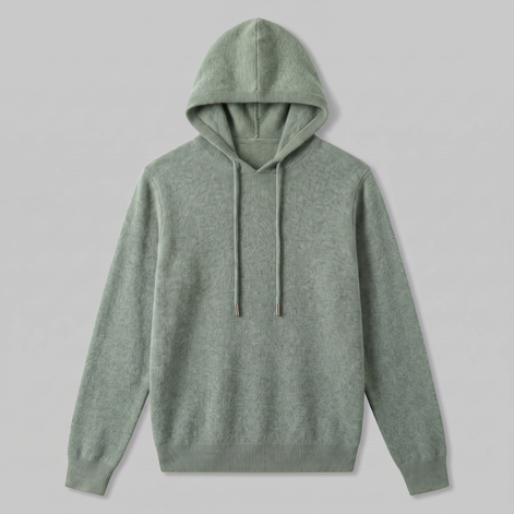Herren Strick-Hoodie aus Wolle mit Kordelzug