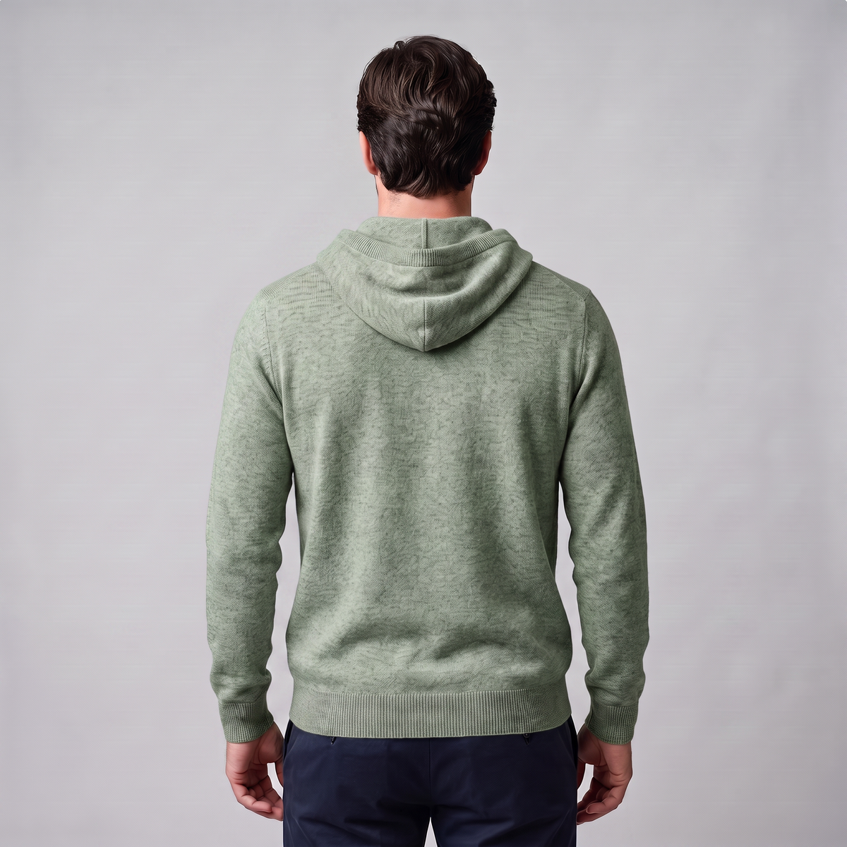 Herren Strick-Hoodie aus Wolle mit Kordelzug