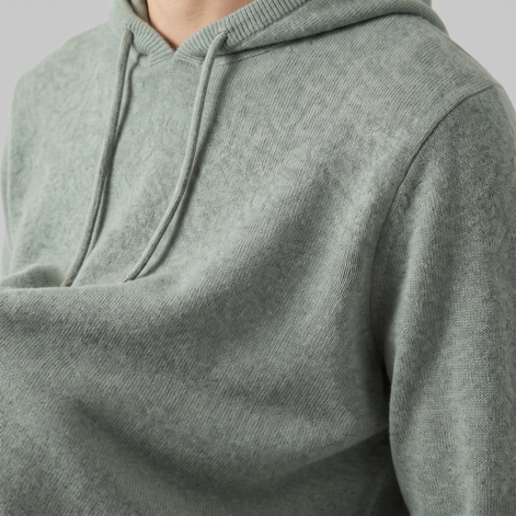 Herren Strick-Hoodie aus Wolle mit Kordelzug