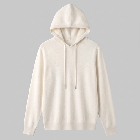 Herren Strick-Hoodie aus Wolle mit Kordelzug