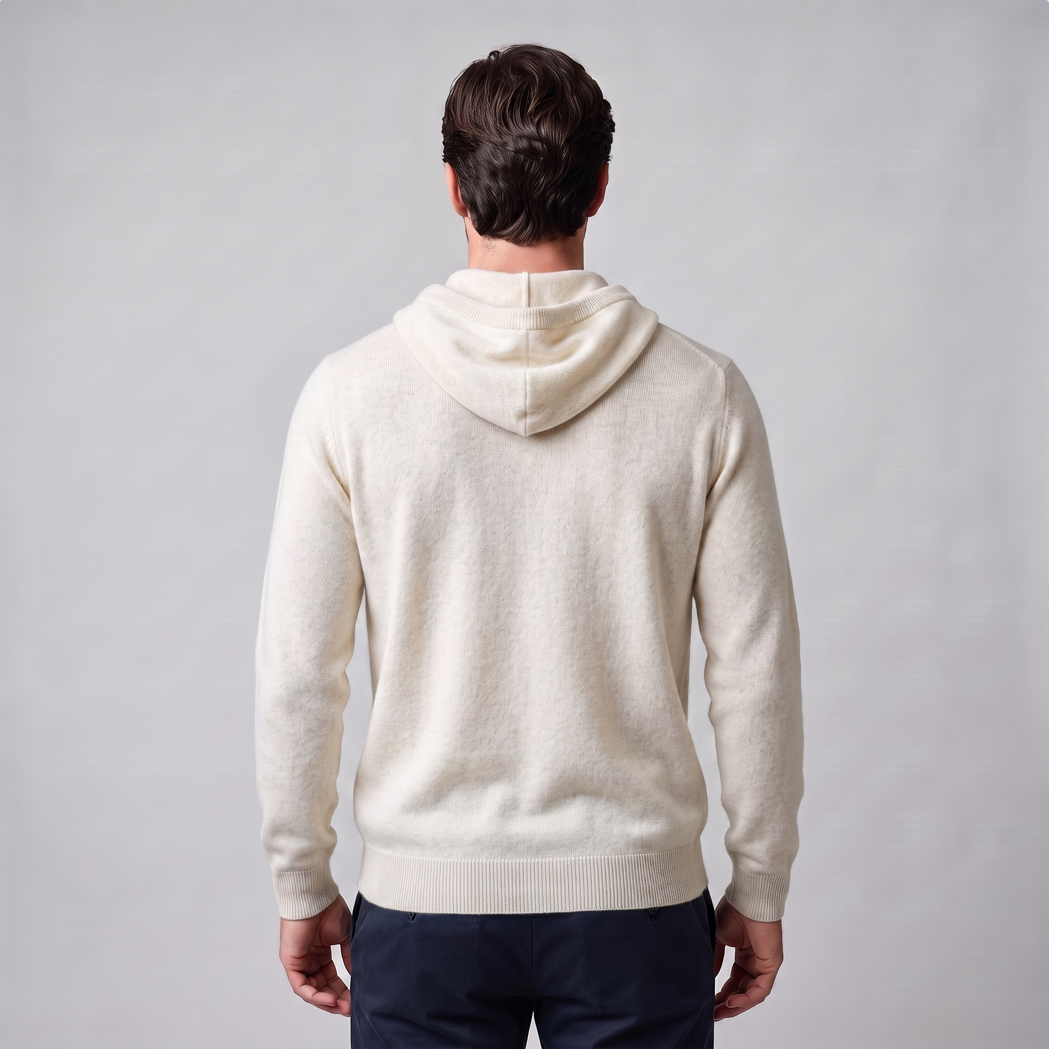 Herren Strick-Hoodie aus Wolle mit Kordelzug