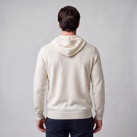 Herren Strick-Hoodie aus Wolle mit Kordelzug