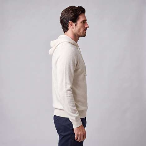 Herren Strick-Hoodie aus Wolle mit Kordelzug