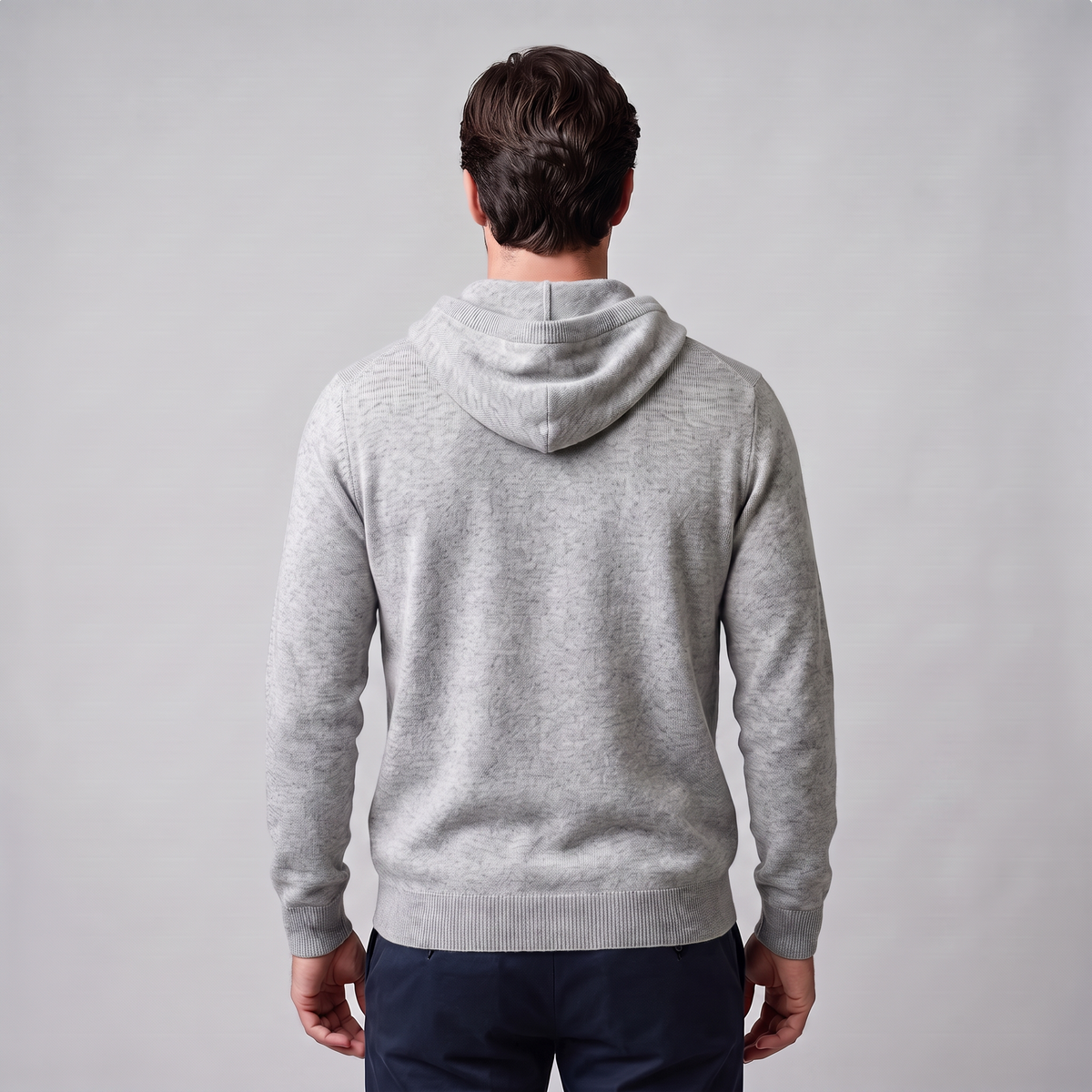 Herren Strick-Hoodie aus Wolle mit Kordelzug