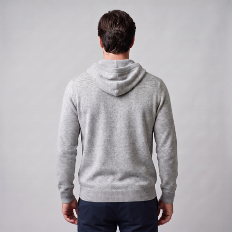 Herren Strick-Hoodie aus Wolle mit Kordelzug