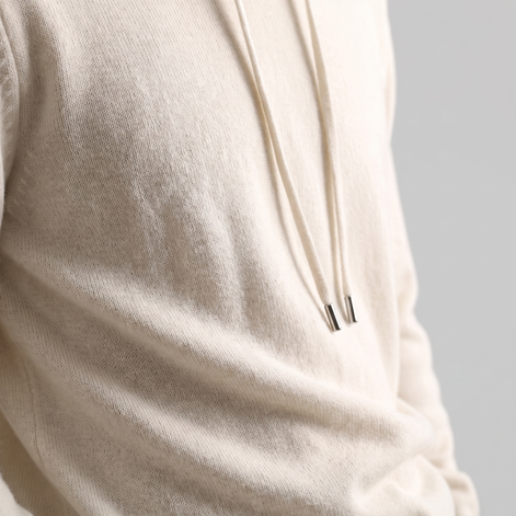 Herren Strick-Hoodie aus Wolle mit Kordelzug