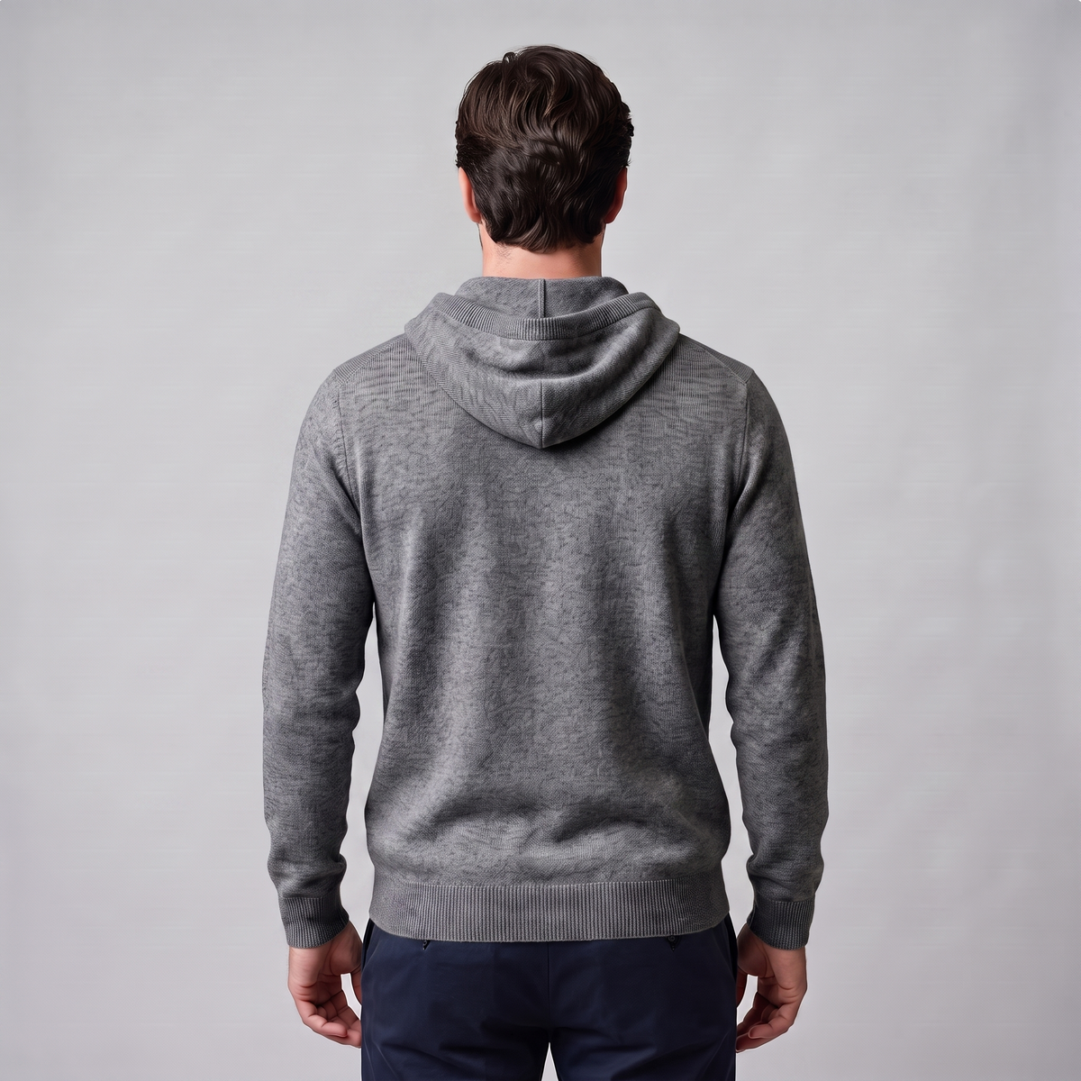 Herren Strick-Hoodie aus Wolle mit Kordelzug