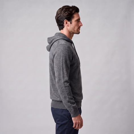 Herren Strick-Hoodie aus Wolle mit Kordelzug