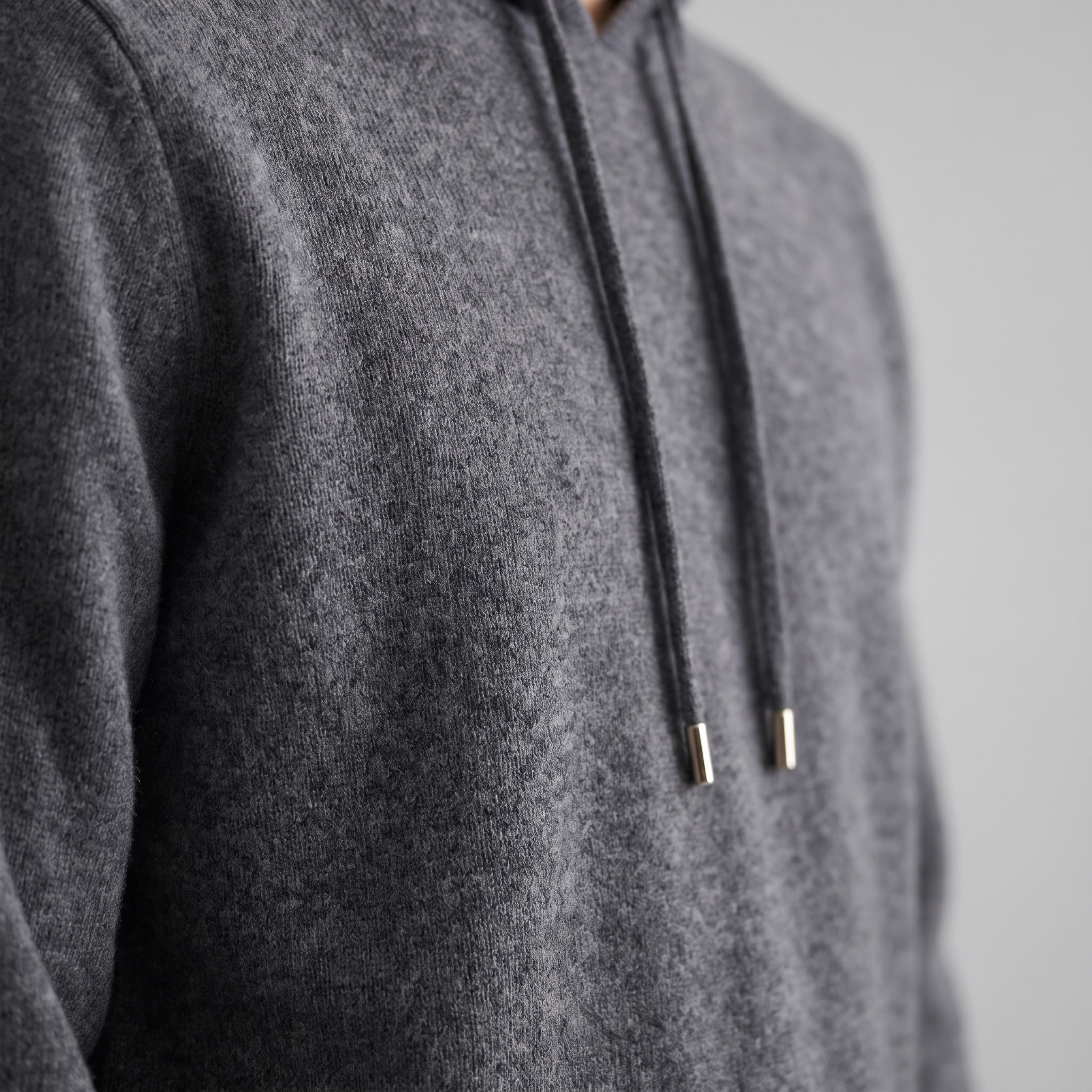 Herren Strick-Hoodie aus Wolle mit Kordelzug