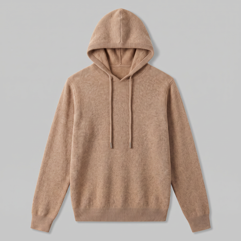 Herren Strick-Hoodie aus Wolle mit Kordelzug