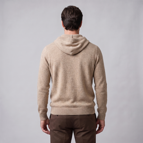 Herren Strick-Hoodie aus Wolle mit Kordelzug
